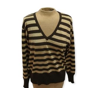 Antonella V-neck Striped Wool Blend Sweater